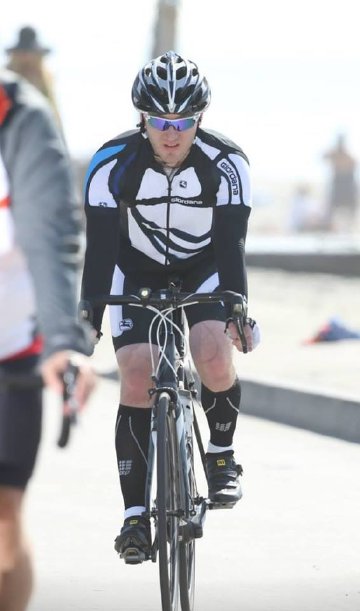 Cyclist on bike at 2013 Bike the Coast cycling event