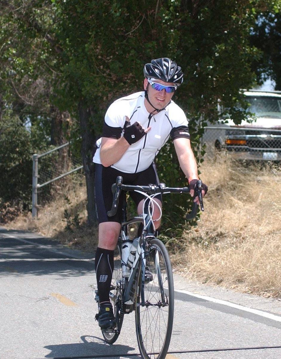 Cyclist on bike during 2013 Los Angeles River Ride cycling event