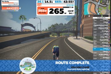My thoughts on Zwift, the indoor fitness training phenomenon that's actually fun. Image contains: virtual rider, virtual riding, Zwift, Watopia.