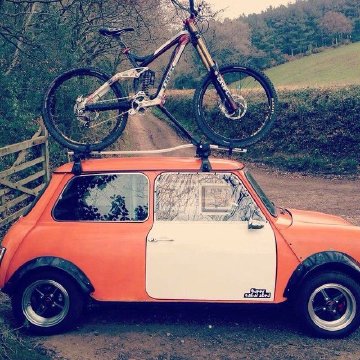 It's usually a junky car with a nice bike as opposed to the opposite New bike placed in bike rack on top of old car