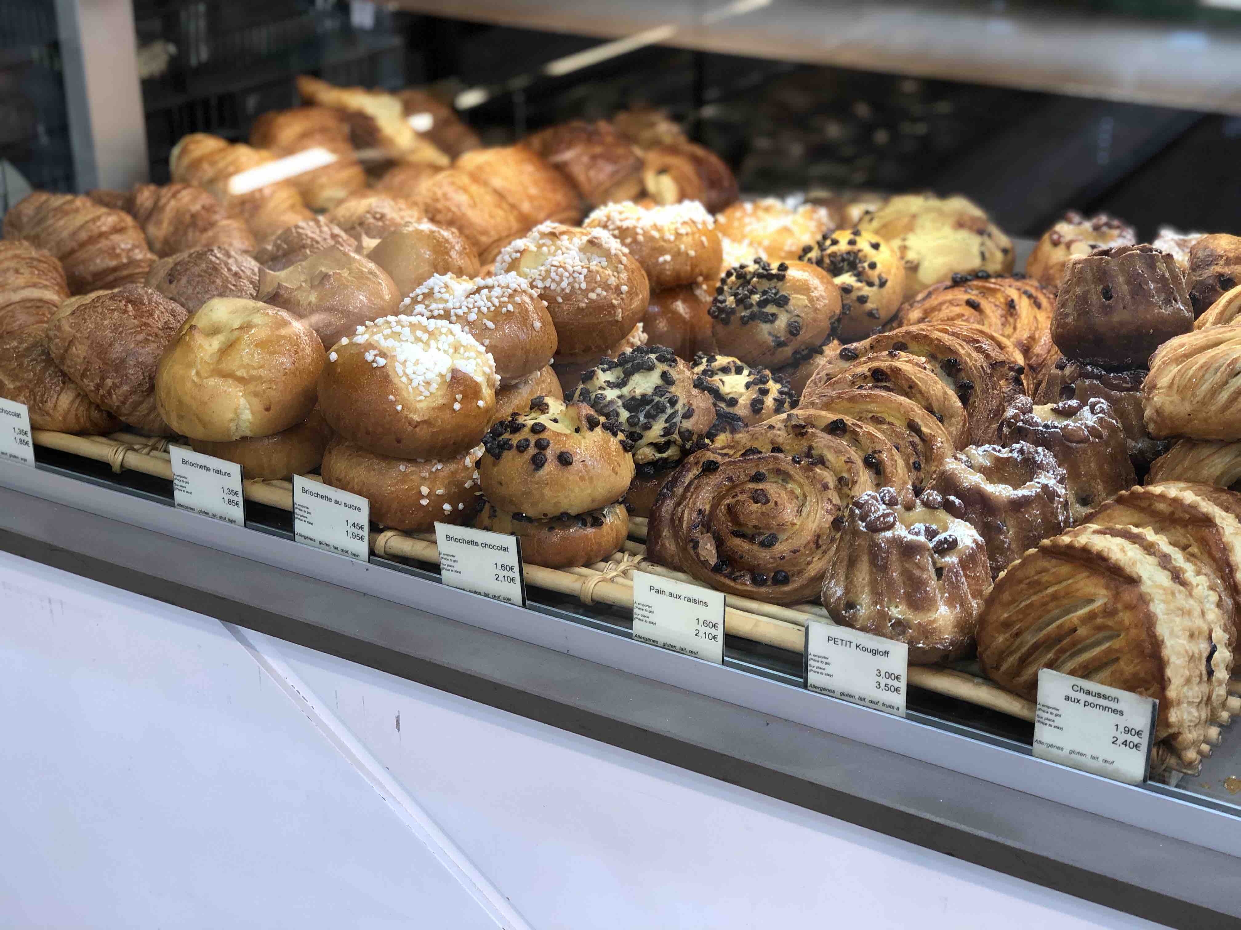 Paris baked goods at a small cafe across the street from the Gare de Lyon train station