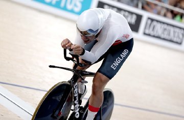 Aerodynamic Time Trialist on track bike