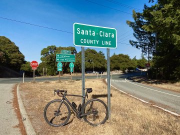 Factor O2 VAM bike at the top of the 35 and 9 highways in the Bay Area, California