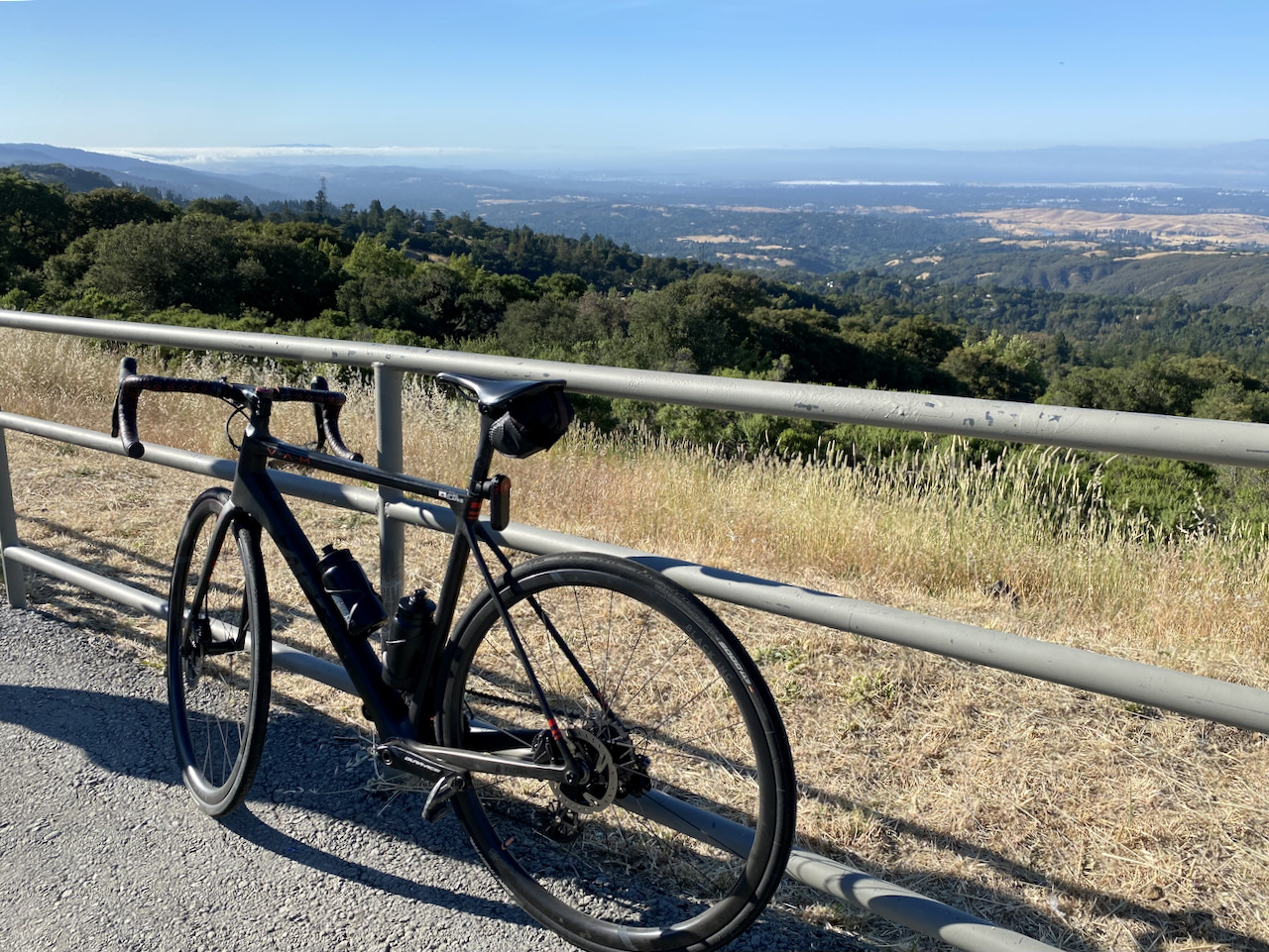 Factor O2 VAM bike at viewpoint along Skyline Drive in the Bay Area, California