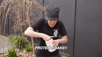 whoa, what the what now? crazy kid drinking protein shake in unusual fashion