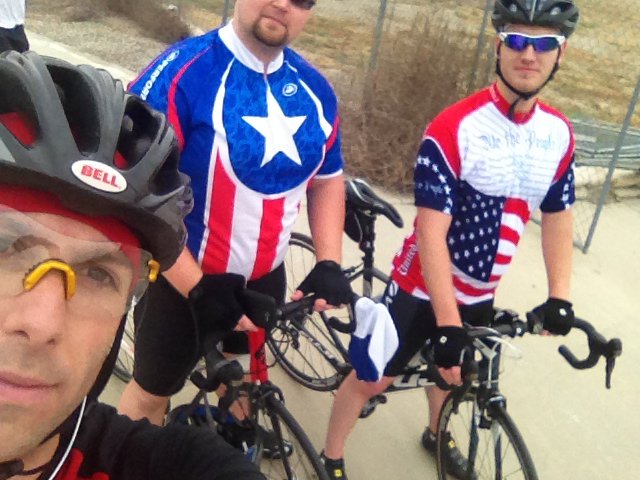 Three cyclists posing for a picture in Irvine, California