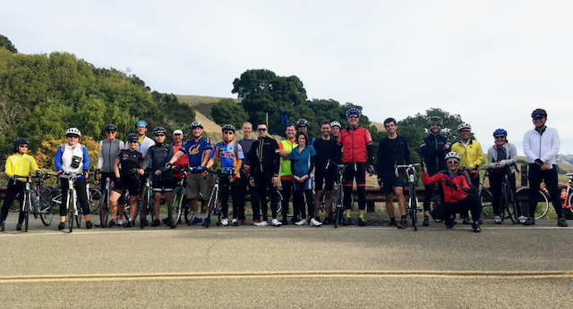 Group picture of cyclists in the East Bay Area with their bikes