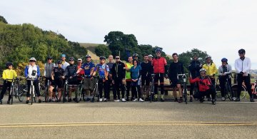 Group picture of cyclists in the East Bay Area with their bikes