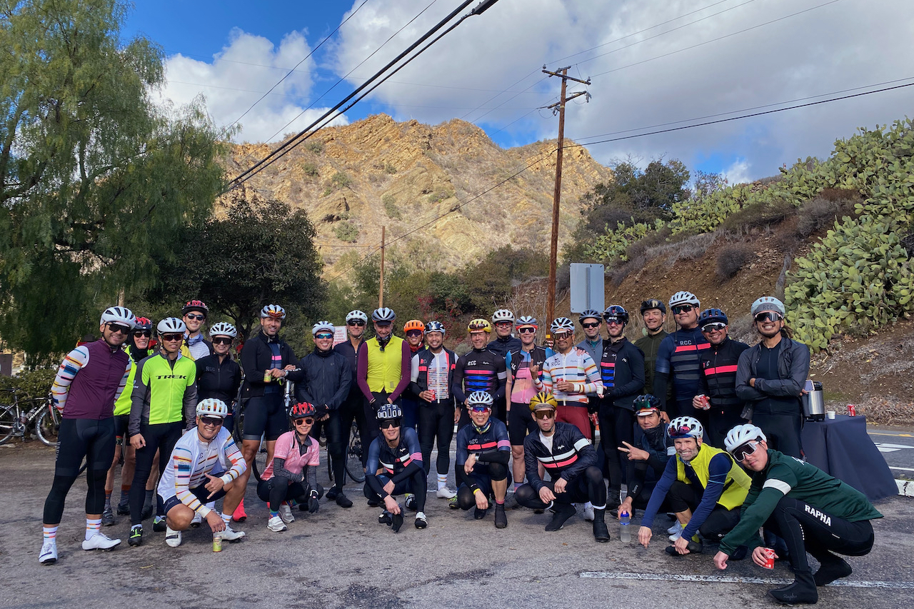 Group photo in Silverado, California, with the Orange County chapter of the Rapha Cycling Club
