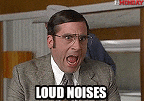 A great movie if you ask me Steve Carell's character in Anchorman yelling Loud Noises