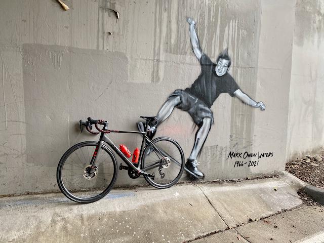 Artistic painting under a bridge of Mark Owen Waters along the El Toro bike trail in Orange County, California
