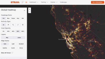 So much to see in this image! Screenshot of Strava's heatmap of the northern California region