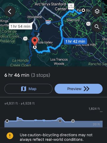 You can scroll to see some more details, but it's much better on the web Screenshot of a mobile Google Maps on iOS showing route guidance