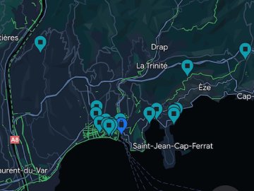 Zooming in and selecting these can be really good when you're visiting Screenshot of saved Google maps locations near Nice, France