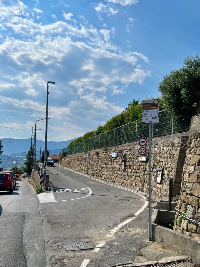 Famous start to the Poggio climb in Poggio, Italy