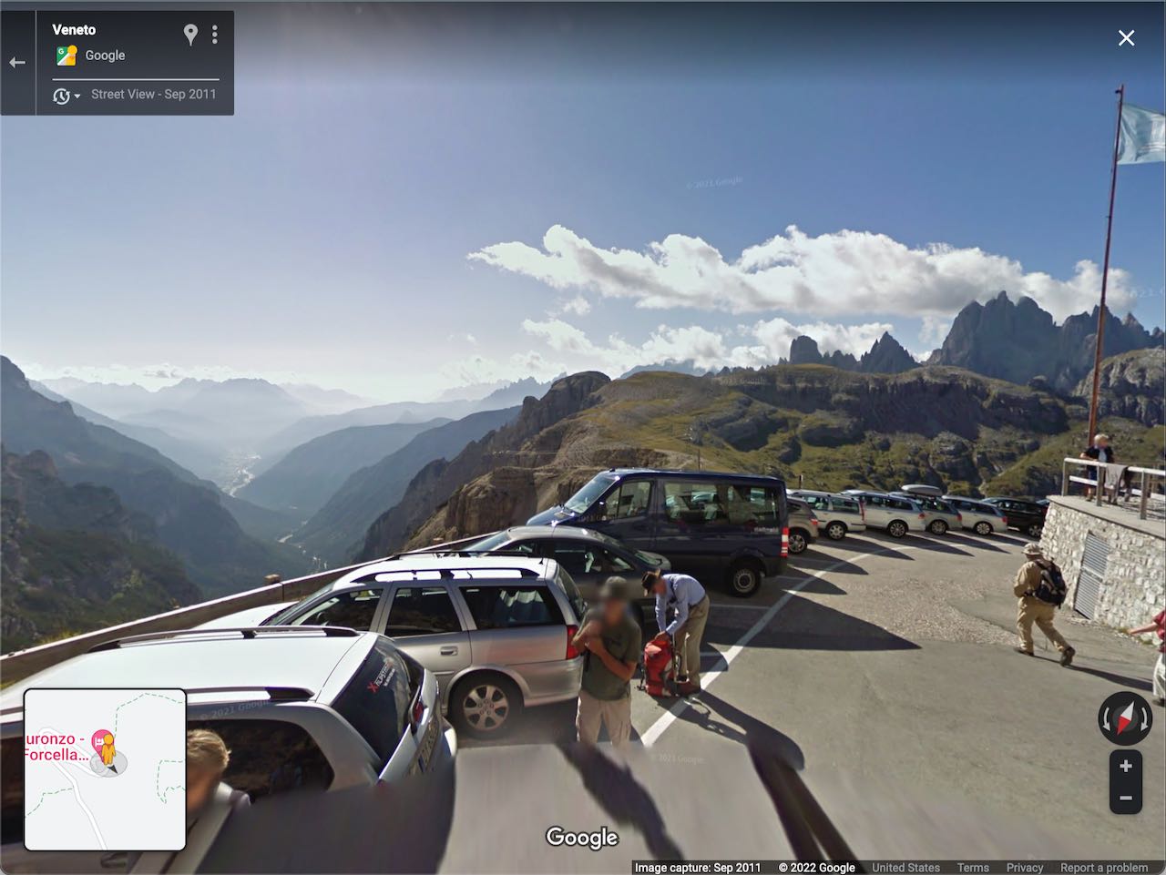 2011 Google street view of Tre Cime di Lavaredo in the Dolomites of Italy