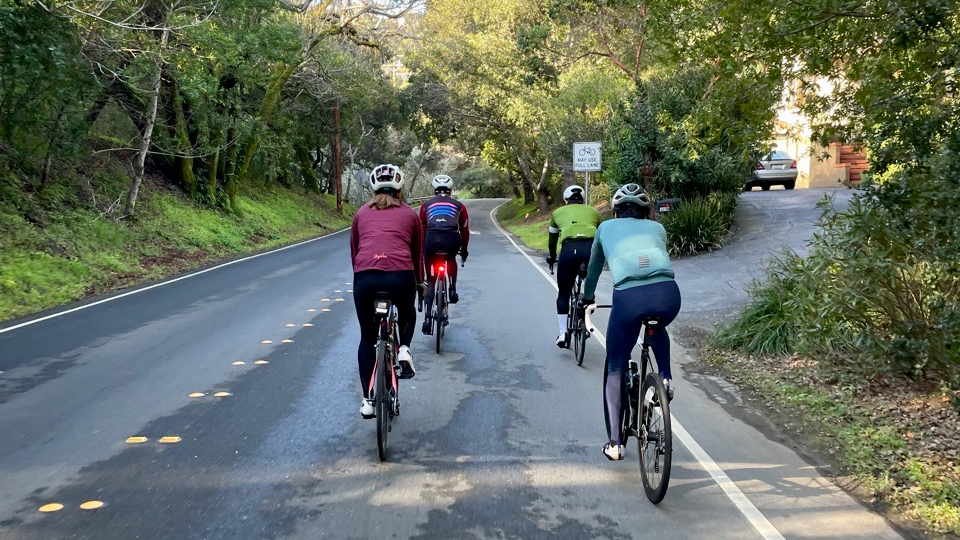 Cyclists riding two abreast in a lane