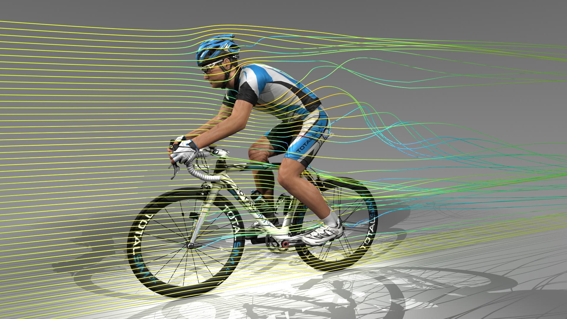 Diagram showing drag of a human on a bicycle