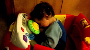 aka Shimano's PR department Toddler falling asleep at the wheel of his toy car