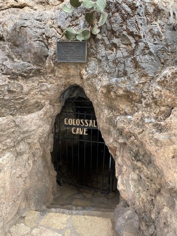 It's about the size of a human, which is nice I suppose. Entrance to the Colossal Cave outside of Tucson, Arizona.