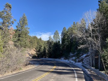 Snow on the side of the road near the top of Mount Lemmon