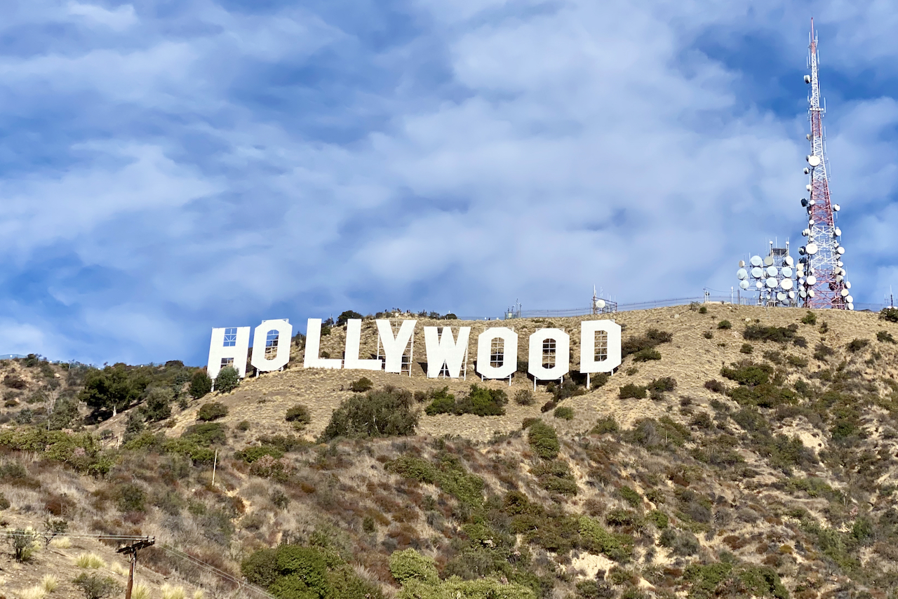 The famous Hollywood sign up in the Hollywood Hills in Los Angeles, California