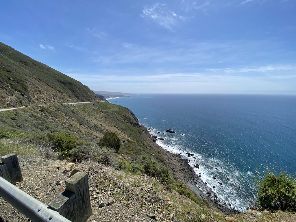 Highway 1 following the edge of the Santa Lucia mountain range between Ragged Point and Gorda, California