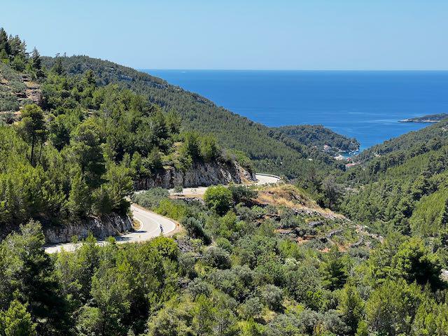Snaking road down looking out over the Adriatic from St. George's chapel