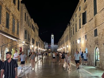 So magical at night! View down the main street at night in the old city of Dubrovnik