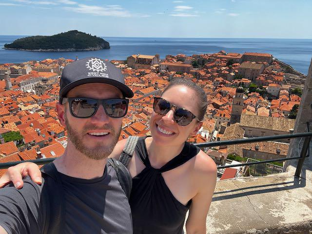 Selfie shot from the top most part of the walls of Dubrovnik in Croatia