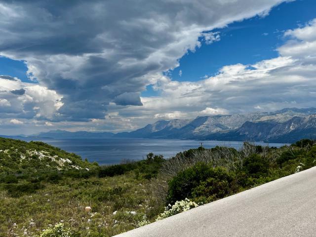 View looking out over Brač island to the north of Hvar island in Croatia