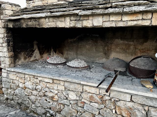 An outdoor stove in Croatia used for cooking a local dish called peka