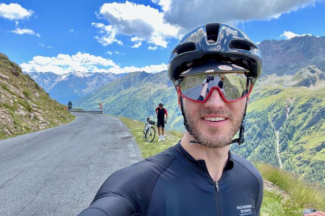 Bicycle selfie near the top of the Passo Gavia