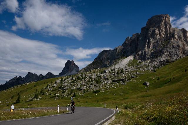 View from the road to the Passo Giau in the Italian Dolomites