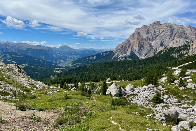 View looking northward near the top of the Passo Valparola in the Italian Dolomites