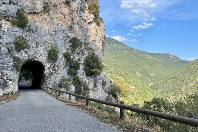 Tunnel cut into rock along the Route de L'Escarène