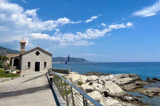 View over the Mediterranean Sea in Bordighera, Italy