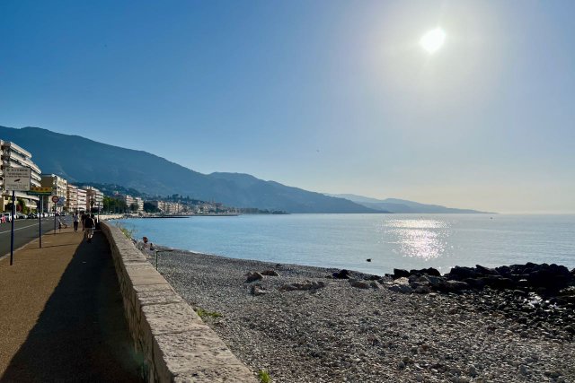View of the beach out by Roquebrune-Cap-Martin and Menton, France