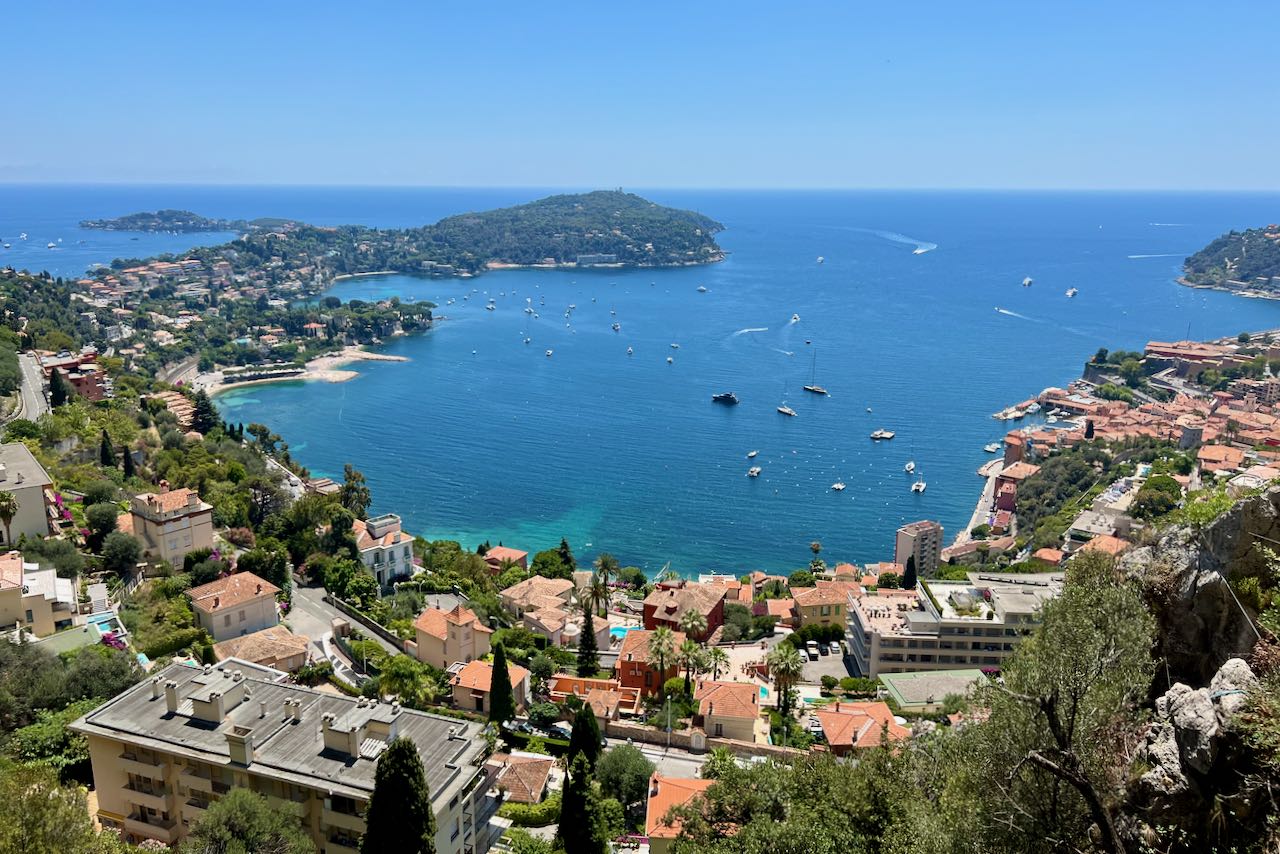 Overlook of Villefranche-sur-Mer from one of the corniche roads above it