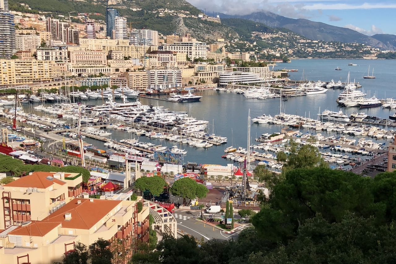 View of the Monaco harbor from the palace