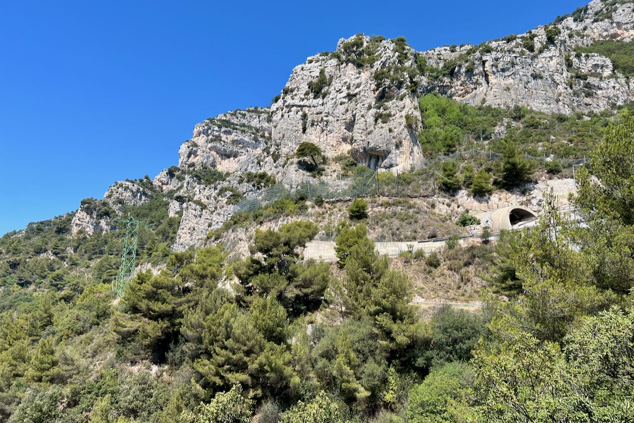Rock faces up near one the corniche roads in Roquebrune-Cap-Martin