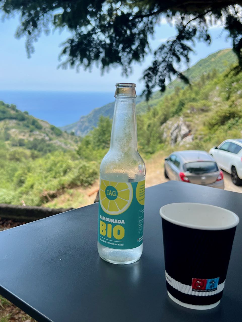 Locally produced lemon soda drink called Limounada Bio from Menton at the top of the Col de la Madone
