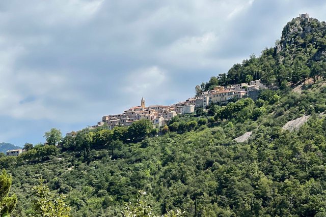 View of Sainte Agnès, France from the D22 below