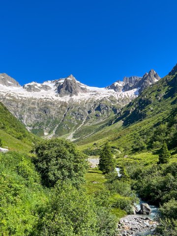 Yup, you're riding all the way up there! View upward from the base of the Sustenpass climb