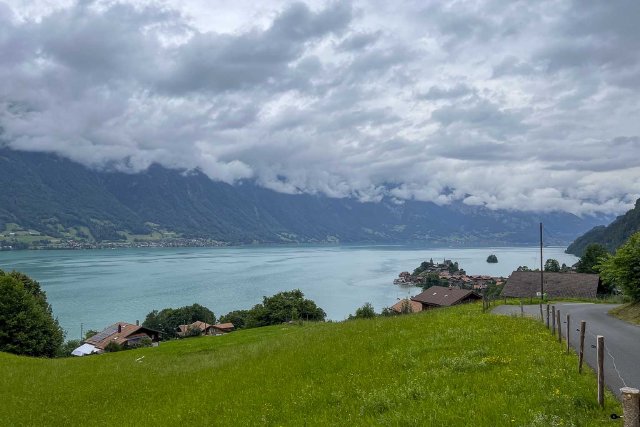 View over Lake Brienz, Switzerland and Iseltwald