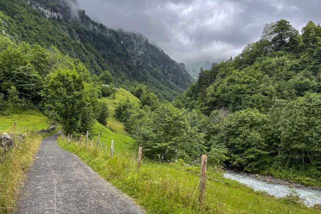 View from furthest south paved section of road in Lauterbrunnen