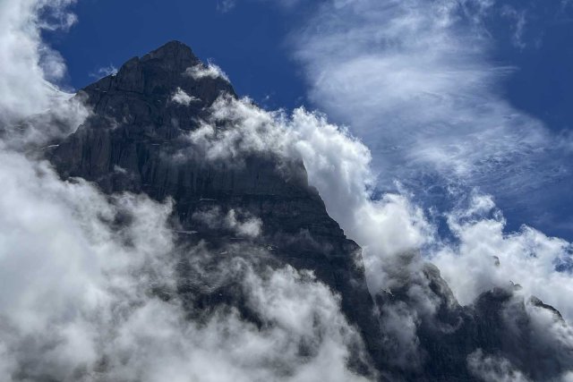 Clouds covering part of the Wetterhorn near the Grosse Scheidegg
