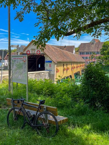 Covered bridge at Jestetten on the border between Germany and Switzerland