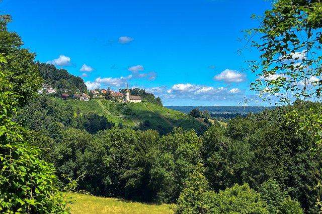 View towards Buchberg, Switzerland from across the Rhine river