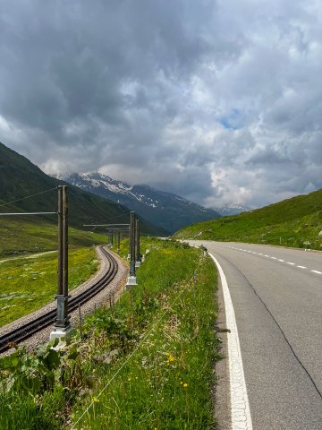 Looking back towards Andermatt and the Furkapass View from the Oberalppass looking back towards Andermatt